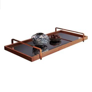Bandeja Decorativa Espelhada Alça Cobreada Larflex