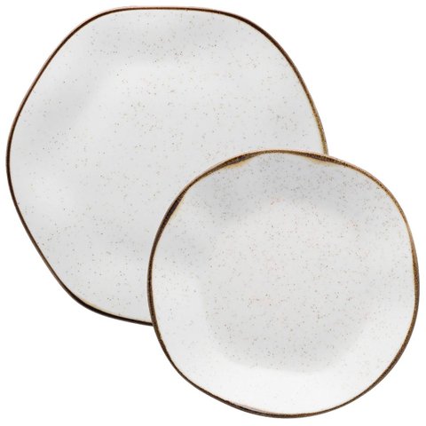 Kit Jogo Prato Raso Fundo 8 Pessoas 16pçs Porcelana Maresia