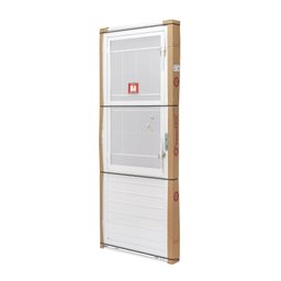 Porta de Aço com Postigo 215x83cm com Grade Quadriculada e Vidro Liso Unicsol Ramassol - 10 Porta de Aço com Postigo 215x83cm com Grade Quadriculada e Vidro Liso Unicsol Ramassol - 10