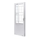 Ver imagem 2 de Porta de Aço com Postigo 215x83cm com Grade Quadriculada e Vidro Liso Unicsol Ramassol