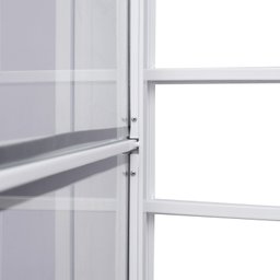 Porta de Aço com Postigo 215x83cm com Grade Quadriculada e Vidro Liso Unicsol Ramassol - 7 Porta de Aço com Postigo 215x83cm com Grade Quadriculada e Vidro Liso Unicsol Ramassol - 7