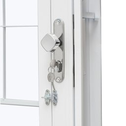 Porta de Aço com Postigo 215x83cm com Grade Quadriculada e Vidro Liso Unicsol Ramassol - 6 Porta de Aço com Postigo 215x83cm com Grade Quadriculada e Vidro Liso Unicsol Ramassol - 6