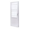 Porta de Aço com Postigo 215x83cm com Grade Quadriculada e Vidro Liso Unicsol Ramassol - 1