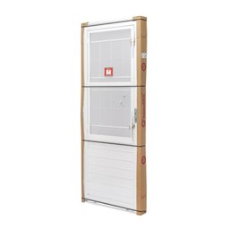 Porta de Aço com Postigo 215x83cm com Grade Quadriculada e Vidro Liso Unicsol Ramassol - 10