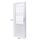 Ver imagem 2 de Porta de Aço com Postigo 215x83cm com Grade Quadriculada e Vidro Liso Unicsol Ramassol