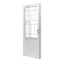 Ver imagem 3 de Porta de Aço com Postigo 215x83cm com Grade Quadriculada e Vidro Liso Unicsol Ramassol