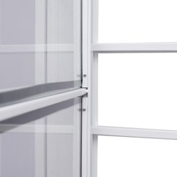 Porta de Aço com Postigo 215x83cm com Grade Quadriculada e Vidro Liso Unicsol Ramassol - 7