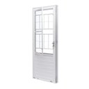 Ver imagem 3 de Porta de Aço com Postigo 215x83cm com Grade Quadriculada e Vidro Liso Unicsol Ramassol Branco