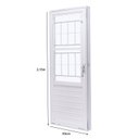 Ver imagem 4 de Porta de Aço com Postigo 215x83cm com Grade Quadriculada e Vidro Liso Unicsol Ramassol