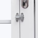 Ver imagem 5 de Porta de Aço com Postigo 215x83cm com Grade Quadriculada e Vidro Liso Unicsol Ramassol