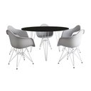 Ver imagem 6 de Mesa Jantar Redonda 110Cm Preta Clips 3 Pés Com 5 Poltronas Brancas Ferro Branco - Cor: Preto