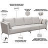 Sofá 3 Lugares Sala de Estar Living 250cm Pés Industrial Evan D06 Veludo Bege - Lyam Decor - 4