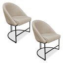 Ver imagem 1 de Kit 02 Cadeiras Poltrona de Jantar Bela Suede Base Metálica Industrial Preto - Pallazio