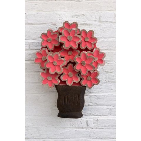 Quadro Vasinho Flores de Madeira Rosa