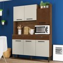 Ver imagem 1 de Armário de Cozinha 6 Portas 2 Gavetas Kit Modena Branco/Nogueira/Off White/Cp- Ripado