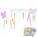 Ver imagem 3 de Mesa e 2 Cadeiras Infantil Borboletinha Kit Livro Educativo em Madeira - Lilás