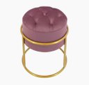 Ver imagem 2 de Kit 2 Puff Banqueta Estofado Decorativo Base de Ferro Capitonê Suede Rosê Eli Móveis e Decoração