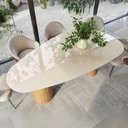 Ver imagem 2 de Mesa de Jantar Orgânica Breeze 2,70 X 1,20m 10 Lugares Lâmina Natural de Madeira Off White Vidro