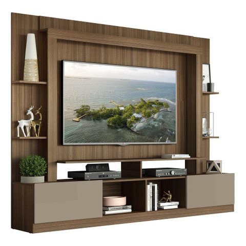 Estante Com Suporte Tv 65" E 2 Portas Oslo Multimóveis V3386 Madeirado/Lacca Fumê
