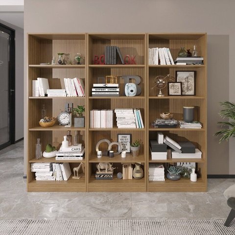 Kit 3 Estantes Multiuso com 15 Prateleiras com Amplo Espaço Espresso Móveis Marrom/Amêndoa