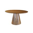 Ver imagem 3 de Conjunto Sala de Jantar 4 Lugares Carlo Mesa Redonda 1,2m e 4 Cadeiras Madeira Maciça Linho Cinza Pr