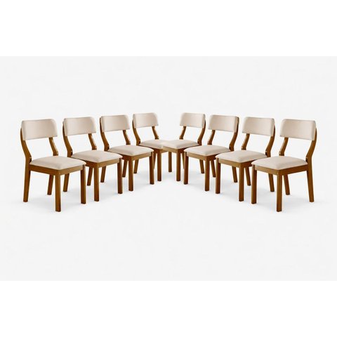 Kit 8 Cadeiras de Jantar Estofada Sparta - Domus Móveis- Suede Creme