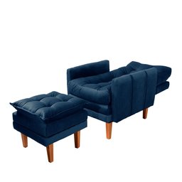 Poltrona De Amamentação Reclinável Com Puff Veludo Azul Argentina Shop JM - 1