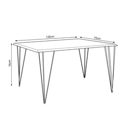 Conjunto Mesa de Jantar Industrial Clips Preta 135x75 com 6 Cadeiras Eiffel Pretas de Ferro Preto - 4