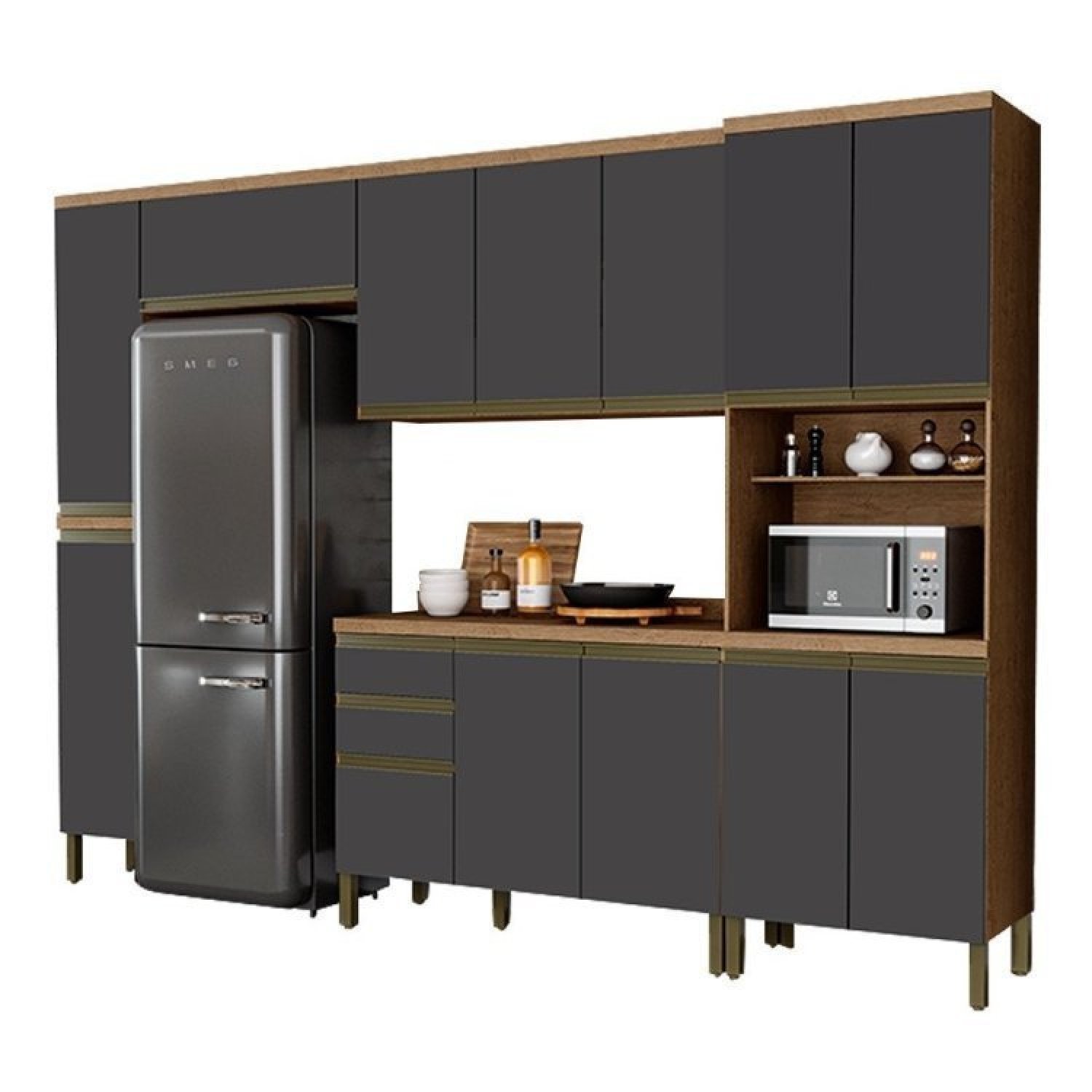 Cozinha Modulada Completa com 5 Peças 13 Portas 2 Gavetas e Tampo 100% ...