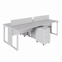 Ver imagem 2 de Mesa Dupla 2,40m P/ 4 Pessoas C/ 2 Gav. e Divisória Cinza F5 Cor:cinza