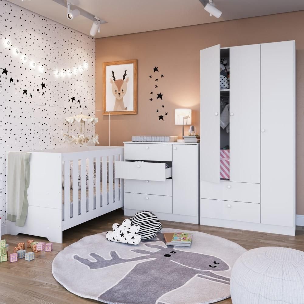 Kit Quarto Bebê Infantil Gêmeos Irmãos Conjunto Completo Berço 3 em 1 ...