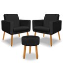 Ver imagem 3 de Kit 2 Poltrona Anita +puff Redondo Pés Palito Decorativo-me Ecommerce:preto