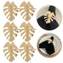 Ver imagem 1 de Kit 6 Pçs Anel Porta Guardanapo De Tecido Pano Metálico Folha Costela de Adão Argola Prendedor