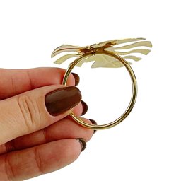 Kit 6 Pçs Anel Porta Guardanapo De Tecido Pano Metálico Folha Costela de Adão Argola Prendedor - 8