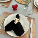 Ver imagem 3 de Kit 6 Pçs Anel Porta Guardanapo De Tecido Pano Metálico Folha Costela de Adão Argola Prendedor