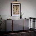 Ver imagem 1 de Aparador Buffet Sala Sense 4 Portas 160cm com Pés de Madeira Cinza - Rede Móveis