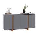Ver imagem 3 de Aparador Buffet Sala Sense 4 Portas 160cm com Pés de Madeira Cinza - Rede Móveis