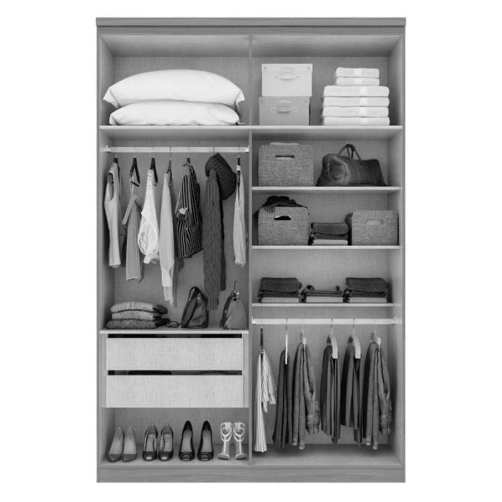 Guarda-Roupa Solteiro 1,53M 4 Portas 2 Gavetas Alonzo New Rovere Naturale Cestaplus - 4