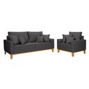 Ver imagem 2 de Conjunto de Sofá Living Beny 2 Lugares com Poltrona Base Madeira Linho