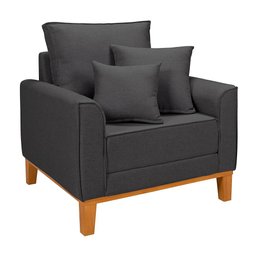 Conjunto de Sofá Living Beny 2 Lugares com Poltrona Base Madeira Linho - 4