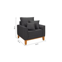 Conjunto de Sofá Living Beny 2 Lugares com Poltrona Base Madeira Linho - 8