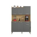 Ver imagem 3 de Armário de Cozinha 6 Portas 1 Gaveta Kit Gênova Cinza/Freijó/Gris