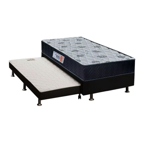 Cama Box c/Auxiliar Solteiro: Colchão Ortopédico Orthoflex Foggia Sogni + Base CRC Courano Black(