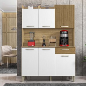 Armário de Cozinha 6 Portas 1 Gaveta Kit Gênova