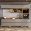 Ver imagem 1 de Cozinha Completa Modulada com Aéreo 5 Peças MDF Proença Bege/Nogueira/Nude Prime