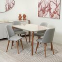 Ver imagem 1 de Conjunto de Jantar Mesa Retangular com Vidro Donatella com 4 Cadeiras New Drop - Natural C/ Cinza