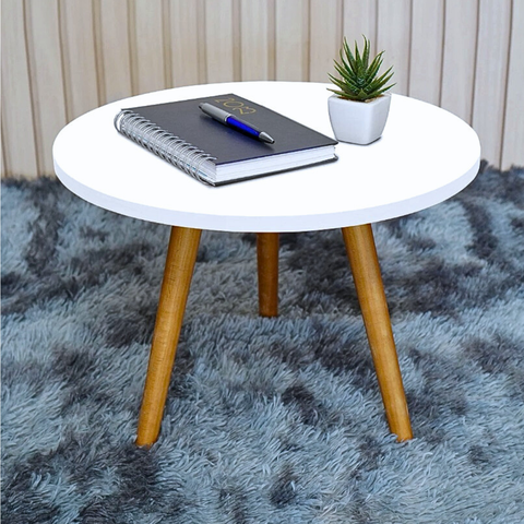 Mesinha de Centro Lateral Redonda Pé Palito Moderna de Apoio Canto Sofá Sala Quarto Cabeceira