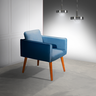 Poltrona Destak Azul Escuro Decorativo Pés Madeira Redenobre - 2