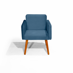 Poltrona Destak Azul Escuro Decorativo Pés Madeira Redenobre - 3