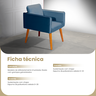 Poltrona Destak Azul Escuro Decorativo Pés Madeira Redenobre - 6